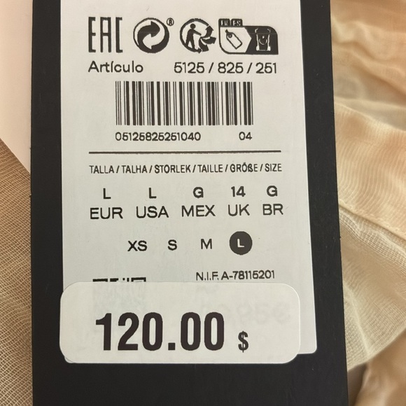 NWT. Massimo Dutti Cream Shirt with Textured Detail. Size L. - Picture 13 of 13